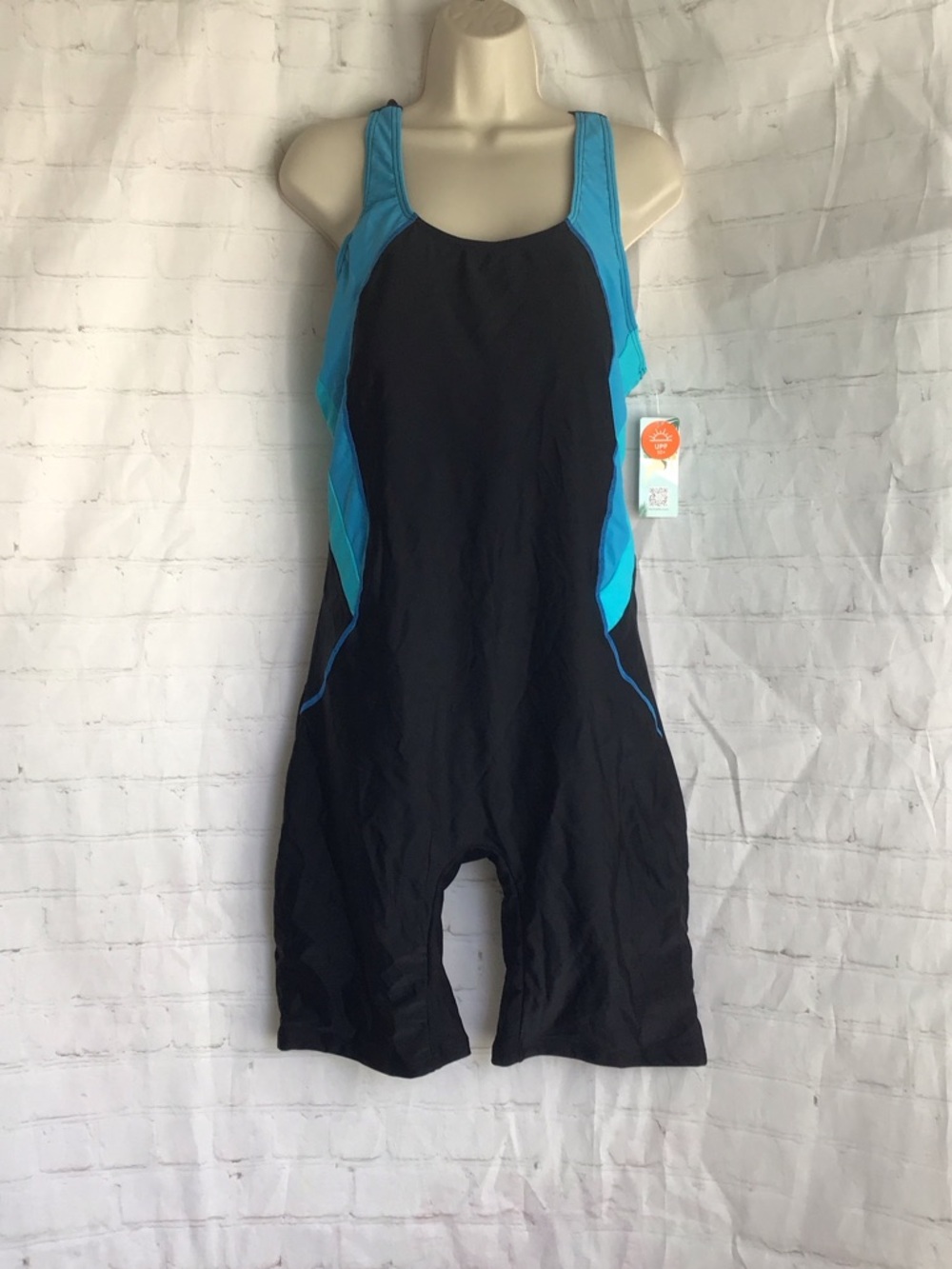 Women’s Black and Teal One-Piece Racing Swimsuit